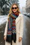 Zigzag Patterned Black Blue Shawl