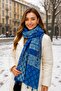 Ethnic Patterned Tasseled Blue Women's Shawl