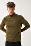 سترة تريكو نصف ياقة من Aristo Standard Fit باللون الكاكي - 5