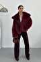 Women's Fur Coat Stylish Wide Collar Lined Snap Button Premium Fur Coat - 5
