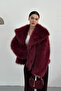 Women's Fur Coat Stylish Wide Collar Lined Snap Button Premium Fur Coat - 4
