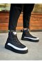 BA0811 BOA High Sole Black Parachute Fabric Half Ankle Sports Boots with White Skin Detail - 7