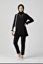 Women's Black Pleated Hijab Shirt Tunic with Ruffled Sleeves and Skirt Blouse Trend - 2