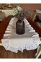 Fisto Ruffled Duck Linen Oval Runner (Stain Resistant 45X140) White