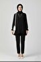 Women's Black Pleated Hijab Shirt Tunic with Ruffled Sleeves and Skirt Blouse Trend - 5