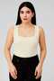 Lined Zero Sleeve Square Neck Low-Cut Snap Bodysuit Ecru - 2