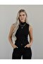 Women's Zero Sleeve Sleeveless Body Viscos Body with High Neckline