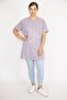 Women's Plus Size Lilac Sequin and Stone Embroidered Crew Neck Blouse 65n36705