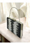 Special Design Double Color Black Silver Metal Handle Crystal Stone Evening Dress Bag Kına - 2