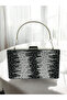 Special Design Double Color Black Silver Metal Handle Crystal Stone Evening Dress Bag Kına