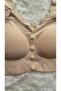 Women's Wide Strap Openable Button Patterned Padded Unwired Unpadded Ribbed Striped Ghost Bra - 8