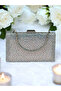 Silver Gray Lame Color Janjan Metal Handle Crystal Stone Evening Dress Bag Kına - 6
