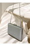 Silver Gray Lame Color Metal Handle Crystal Stone Evening Dress Bag Kına - 5