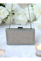 Silver Gray Lame Color Janjan Metal Handle Crystal Stone Evening Dress Bag Kına - 4