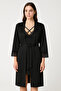 Black Lace Detailed Micro Combed Cotton Dressing Gown & Nightgown Set – Premium Home Chic Special Boxed - 2