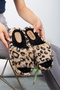 Women's Open-Front Leopard Plush Soft Silent Sole Dowry Bundle Winter House Slippers