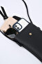 Black Snap Closure Crossbody Phone Shoulder Bag with Gold Accessories - 5