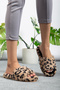 Women's Open-Front Leopard Plush Soft Silent Sole Dowry Bundle Winter House Slippers - 3