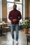 Men's Slim Fit Knitwear Sweater Burgundy - 2