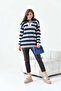 Women's Half-Zip Striped Sweater Stone 20726