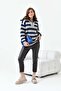 Women's Half-Zip Striped Sweater Stone 20726 - 3