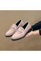 Pink Suede Stylish Stone Detailed Women's Office School Daily Use Quality Moccasin Loafer Shoes