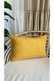 Pearl Velvet Textured Mustard Yellow Plain Throw Pillow Cover - 4