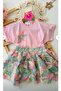 Flower Pattern Skirted Girl's Bottom Top Suit 2535P - 3