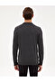 Anthracite Melange Slim Fit Polo Collar Zippered Basic Knitwear Sweater 50314191-Vr081 - 5