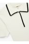 Color Contrast Detailed Short Sleeve Polo Neck Knitwear Sweater - 5