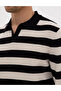 Black Slim Fit Linen Blend Apaş Collar Knitwear Sweater 50315949-Vr046 - 7