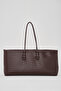 Women's Long Tote Bag Brown Braided - 3