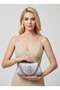 Silver Gray Color Glittery Satin Silver and Pearl Detailed Chain Strap Women's Evening Dress Bag Wedding Graduation