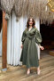 Rosa Khaki Rose Belt-Detail Scuba Maxi Dress - 2