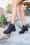 Winter Sturdy Rubber Non-Slip Sole Women's Zippered Emerald Black Boots - 4