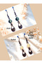 Pyrite & Calcite Natural Stone Bohemian Drop Dangle, Women's 2-Piece Earring Set, Matte Yellow-Yellow