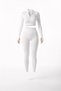 Women's Ribbed Zipper Collar Crop Sweatshirt High Waist Tummy Control Leggings Sports Set Seamless - 6