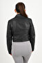 Topaz Women's Genuine Leather Short Crop Leather Jacket Black - 6