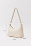 Cream D05 Zippered Faux Leather Casual Women's Hand and Shoulder Baguette Bag L:15 E:24 W:9 - 2