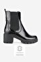 Women's Black Patent Leather Genuine Natural Leather Size 36-41 Thick Heel Chelsea Boots & Booties - 2