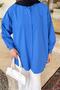 Sleeve Detailed Shirt Oversize Shirt Cobalt Blue - 3