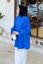 Sleeve Detailed Shirt Oversize Shirt Cobalt Blue - 2