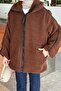 Tedy Plush Coat with Piping Detail Bitter Brown - 3