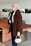 Tedy Plush Coat with Piping Detail Bitter Brown - 2