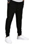 Men's Black Unprinted Slim Fit Jogger Pants with Tapered Legs