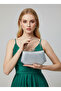 Silver Janjan Color Stone Pearl Detailed Handle Women's Evening Dress Bag