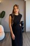 Black Midi Dress with Pleated Waist Detail - 4