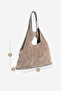 Women's Genuine Leather Shopper Shoulder Bag with Interior Bag Button Closure Filun Taupe Suede - 7