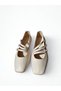 Genuine Leather Women's Beige Mary Jane Ballerinas - Handmade Daily Comfortable Shoes