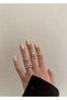 Silver Color Set of 5 Vintage Patterned Rings - 5